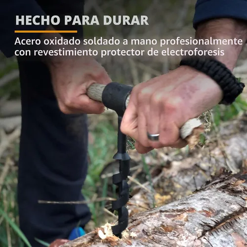 Vista 4 de Bushcraft Survival Barrena de Ojo Escocés de 1 Pulgada Broca Manual de Barrena para Madera para Acampar y Construcción de Refugios Herramientas