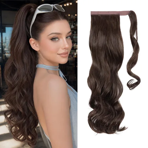 Vista 34 de CJL HAIR 14" Extensión de cola de caballo corta con cabello rizado y ondulado, clip en la cola de caballo, extensión de pelo sintético falso