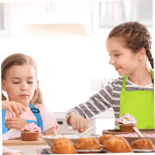 Vista 6 de Luxshiny 2Set Painting Polyester Smock and Chef Hat Ages Apron Yellow for Drawing Painting and Creative Fun