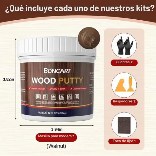 Vista 5 de Boncart - Relleno de madera, masilla de madera de nogal de 32 onzas 32OZ Nogal
