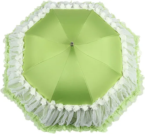 Vista 2 de Honeystore Pagoda Parasol 3 Folding Lace Totes Sun Rain Wedding Ruffle Umbrella
