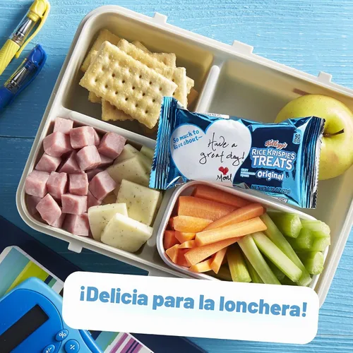 Vista 4 de Rice Krispies Treats Crispy Marshmallow Squares, caja de aperitivos para niños, barras de cereales, original (paquete de 108)