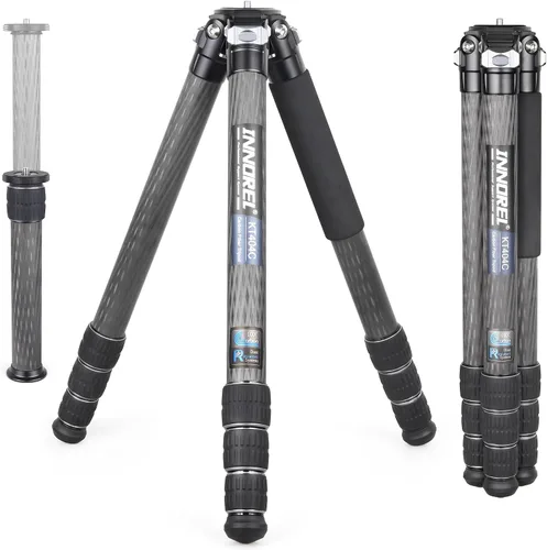Vista 8 de INNOREL KT364C - Trípode compacto de fibra de carbono de 10 capas, 1.417 in, tubo grande, trípode de viaje profesional para videocámara digital Solo