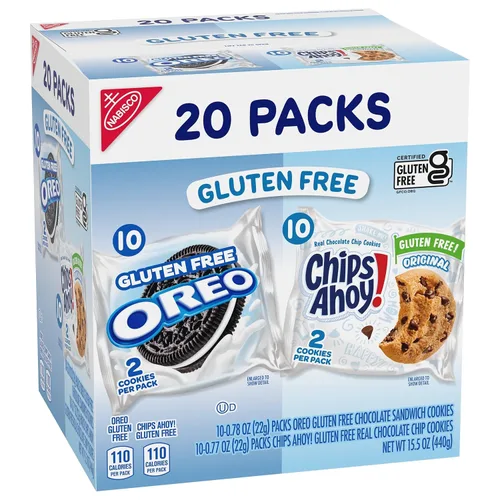Vista 11 de OREO Galletas Sándwich de Chocolate y CHIPS AHOY! Galletas con Chispas de Chocolate Sin Gluten Paquete Variado de Galletas, 20 Paquetes de Snacks