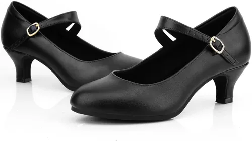 Vista 2 de Zapatos de tacón con correa de tobillo para mujer, zapatos de baile latino para salón de baile de boda