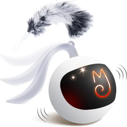 Vista 9 de Migipaws Juego de juguetes interactivos para gatos, rastreador divertido, bola de persecución automática con cola esponjosa, un pequeño ratón Azul