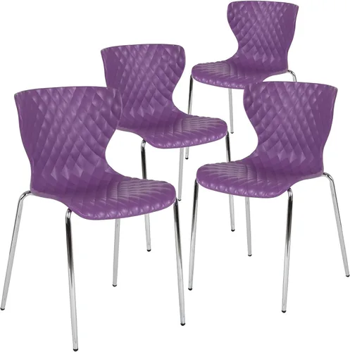 Vista 10 de Flash Furniture Lowell Silla apilable de plástico negro con asiento en cascada