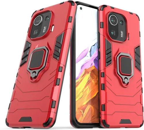 Vista 7 de Compatible con funda Xiaomi Mi 11 Pro, soporte de agarre de anillo de metal, a prueba de golpes (funciona con soporte magnético para automóvil)