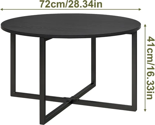 Vista 2 de HOMERECOMMEND Mesa de centro redonda anidable para sala de estar, escritorio de té con patas de metal negro, mesa de té, balcón, mesa de sofá