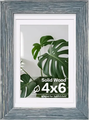 Vista 233 de Egofine - Portarretratos de 4 x 6 pulgadas, de madera maciza con plexiglás, para fotos de 3.5 x 5 con paspartú o de 4 x 6 sin paspartú, para colocar