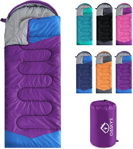 Vista 9 de oaskys Camping Sleeping Bag - 3 Season Warm & Cool Weather - Summer Spring Fall Lightweight Waterproof for Adults Kids - Camping Essentials Gear