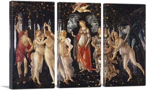 Vista 10 de ARTCANVAS Sandro Botticelli - Lienzo decorativo de la alegoría de la primavera de 1482 de La Primavera de 1482 con marco estirado, póster con imagen