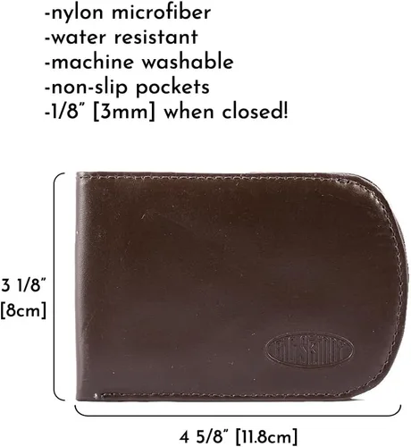Vista 5 de Big Skinny Cartera delgada de cuero curvada para hombre, con capacidad para hasta 20 tarjetas