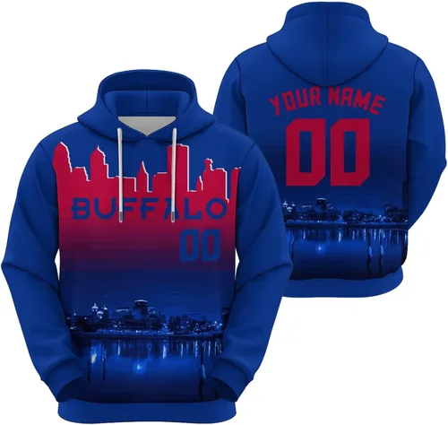 Vista 22 de Custom Football Hoodies City Night Skyline Personalized Sweatshirt Name Number Fan Gift Pullover for Men Women Youth