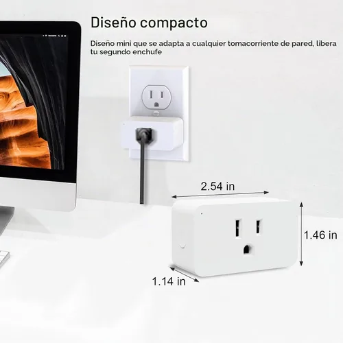 Vista 2 de Enchufe regulador inteligente de 2.4 GHz, salida regulable para Alexa y Google, sin hub, 1 paquete