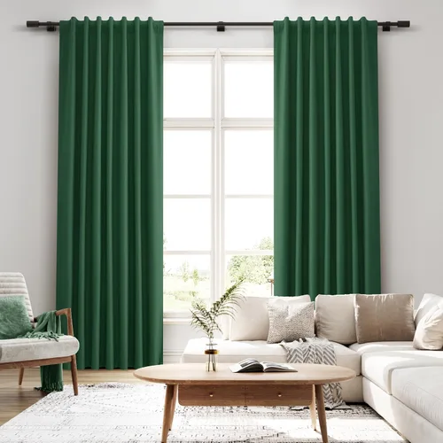 Vista 7 de Cortinas 100% Opacas Verde Oscuro 72 Pulgadas de Largo 2 Paneles para Dormitorio Aislantes Textura de Lino Sólido Cortinas Oscurecedoras