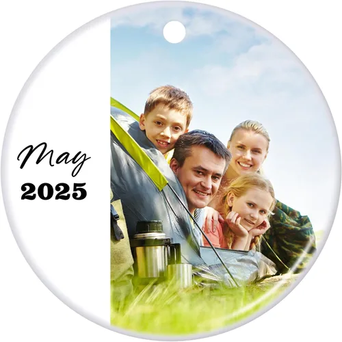 Vista 33 de Adornos de Navidad Personalizados 2025 de Cerámica con Imagen y Texto Personalizados, Ornamento Colgante, Decoraciones Personalizadas para Árbol