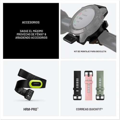 Vista 7 de Garmin fēnix® 8 – 47 mm, AMOLED, Zafiro, Smartwatch GPS Multisport Premium, Vida Útil de Batería Larga, Certificado para Buceo, Linterna LED
