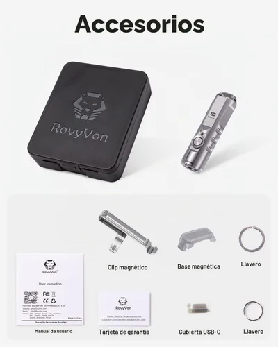 Vista 7 de RovyVon Aurora A2 G4 - Linterna de llavero brillante USB C recargable EDC, linterna de 650 lúmenes con clip magnético pequeño, función de bloqueo