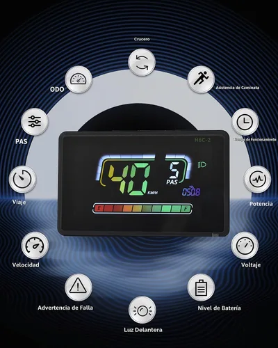Vista 4 de Pantalla Ebike, protocolo UART No. 2, pantalla LCD colorida para bicicleta eléctrica 24V, 36V, 48V, 60V, con puerto de carga USB, pantalla de panel