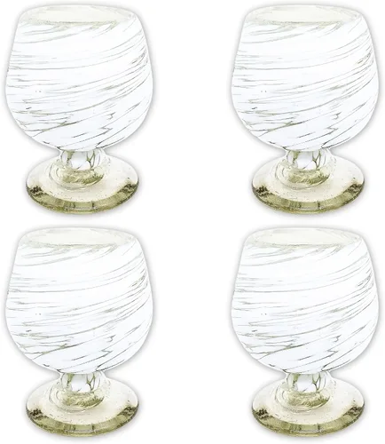 Vista 11 de Vasos de Chupito de Tequila Auténticos Mexicanos Soplados a Mano - Juego de 4 - 2 oz - Mini Vasos de Coñac - Base Pesada - Coñac (Aurora Boreal)