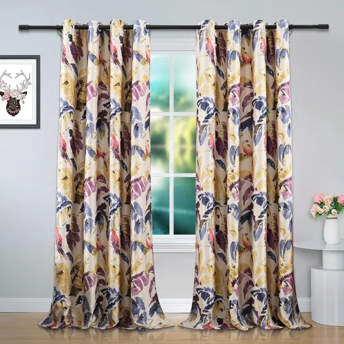 Vista 34 de Leeva Cortinas opacas para puerta corredera, cortinas de bloqueo de luz con hojas de serie azul, cortinas pesadas para ventanas de guardería, 2