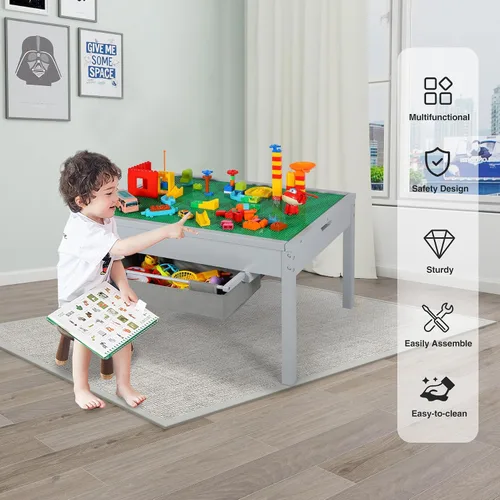 Vista 6 de RedSwing Mesa de actividades para niños con almacenamiento, mesa de juegos gris