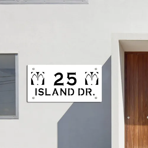 Vista 8 de Letrero de número de puerta de anclaje náutico horizontal, placa acrílica resistente a la intemperie, decoración exterior de casa de playa costera