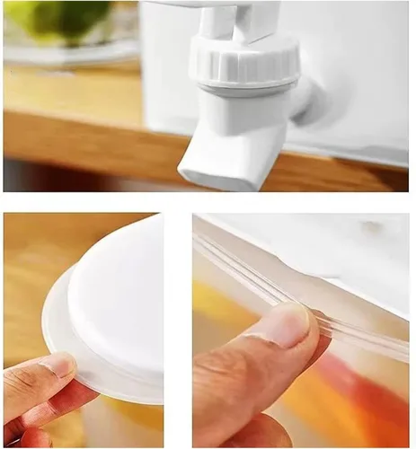 Vista 5 de Dispensador de bebidas de plástico, refrigerador de conservación sellada de PP de 3.5 L, recipiente de té de limonada de leche helada, hervidor