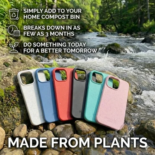 Vista 2 de Eco by GranolaGear - Funda ecológica para iPhone 15, biodegradable, compostable, sin plástico, hecha de plantas, nieve alpina