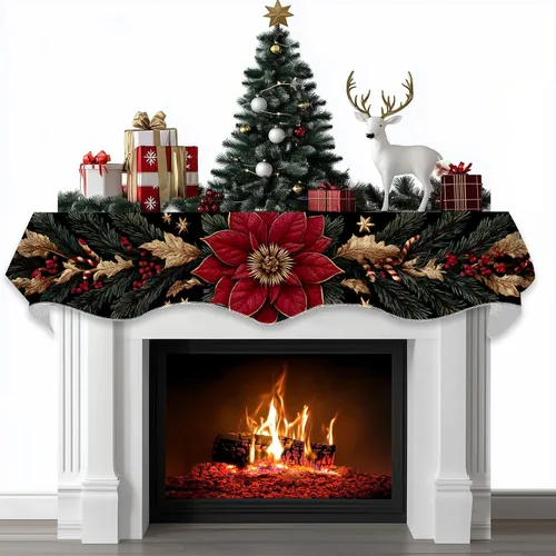 Vista 17 de BVBOX Bufanda Decorativa para Repisa de Chimenea Navideña, Cubierta Corredor para Repisa de Chimenea de Navidad e Invierno