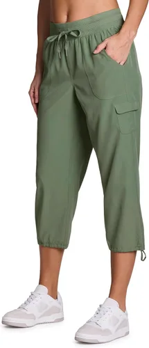 Vista 3 de RBX - Pantalón capri deportivo con cordón,ligero, con bolsillos y estilo cargo, para mujer
