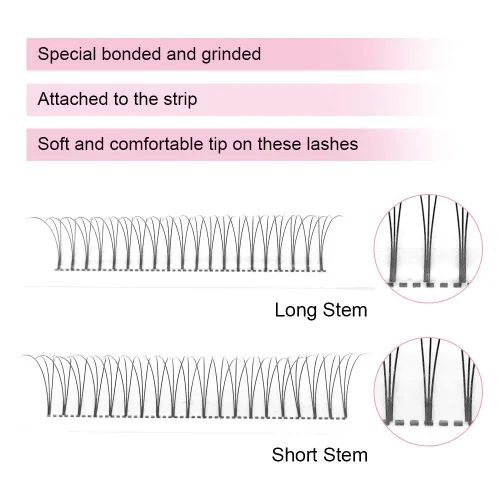 Vista 3 de Extensiones de pestañas postizas de volumen 3D-C-0.07-0.50 pulgadas, extensiones de pestañas postizas con tallo corto, extensiones de pestañas