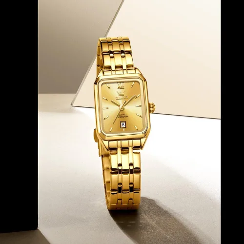 Vista 7 de OLEVS Square Watches for Women Dress Analog Small Female Watch Stainless Steel Waterproof Luminous Two Tone Fashion Set Watch for Lady