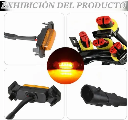 Vista 7 de 4 luces LED para parrilla, luces LED ámbar brillante para parrilla con arnés de cableado, lámparas de rejilla frontal impermeables, lámparas