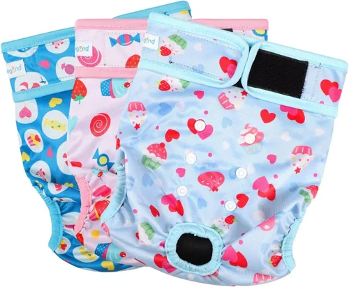 Vista 17 de Paw Legend Pañales lavables y reutilizables para perras, pañales para perras (3 unidades, XS)