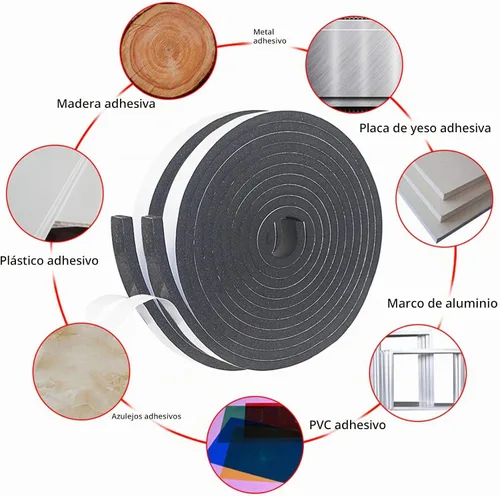 Vista 6 de Cinta aislante de espuma autoadhesiva, burletes de 1 x 1/8 pulgadas x 5 metros para puertas y ventanas, sello de puerta a prueba de sonido
