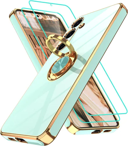 Vista 178 de Funda para Motorola Moto G 5G 2024: Funda Moto G Play 5G 2024 con 2 piezas de protectores de pantalla, soporte de anillo de rotación de 360°