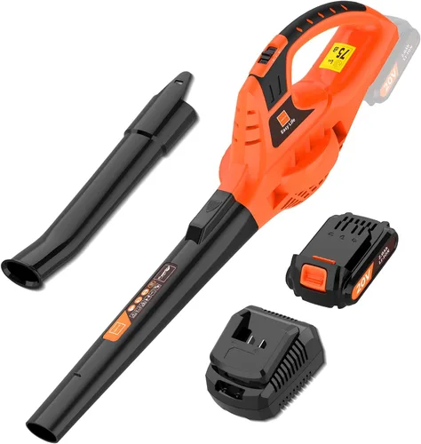 Vista 9 de Leisch Life Soplador de hojas inalámbrico, soplador de hojas eléctrico de mano de 21 V con 2 baterías de 2.0 Ah y cargador, soplador de hojas ligero