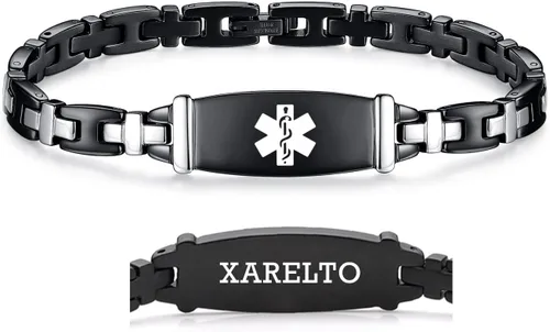 Vista 123 de LinnaLove Lady Medical Alert - Pulseras médicas de acero inoxidable para mujer, 7.5 pulgadas