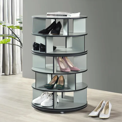 Vista 13 de Kings Brand Furniture - Zapatero giratorio de 5 niveles, 360° giratorio Lazy Susan, organizador de almacenamiento en torre para armario, entrada