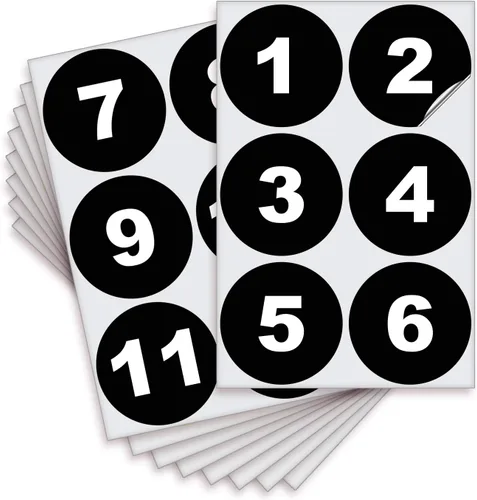 Vista 21 de iSYFIX Calcomanías negras de números consecutivos – 1 a 50, 1 pulgada, 1 juego – Vinilo autoadhesivo de alta calidad ideal para inventario