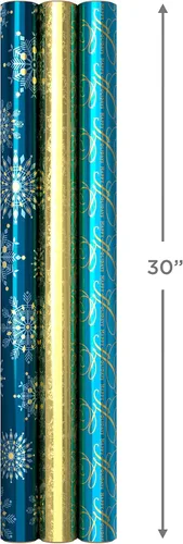 Vista 3 de Hallmark - Rollos de papel de regalo de Navidad, envoltura de regalo de aluminio metálico para las fiestas