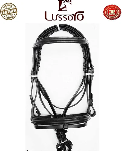 Vista 5 de Kit de inicio de silla de montar a caballo Lussoro de cuero inglés para equitación, set de regalo, silla de salto inglés, pack de 7 piezas