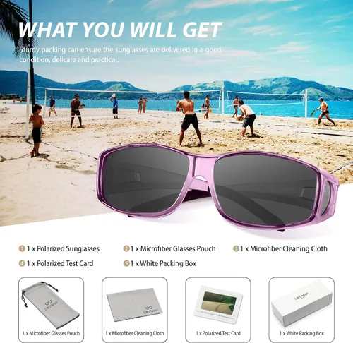 Vista 7 de URUMQI Sunglasses Fit Over Glasses Polarized 100 UV Protection Wrap-around Sunglasses for Men Women Driving