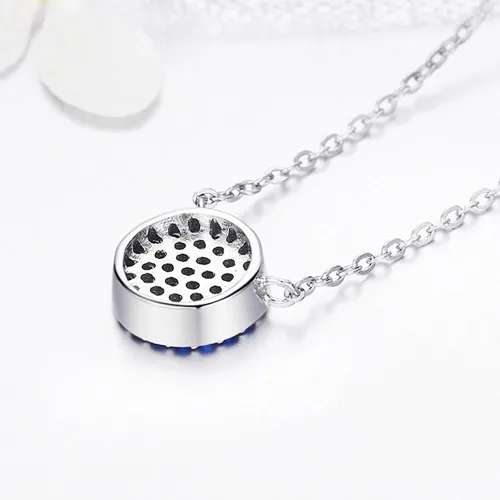 Vista 6 de Kaletine Collar con colgante redondo de mal de ojo de plata de ley 925 con circonita cúbica de 16.0in + extensor de 2.0in