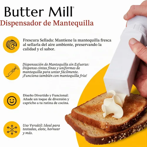 Vista 2 de MAX SPACE - Molinillo de mantequilla – Diseñado en Estados Unidos + fabricado en China – Dispensador de mantequilla Transparente
