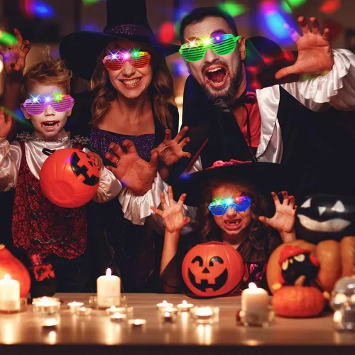 Vista 5 de 84 lentes LED, 5 colores iluminados con 3 modos de luz, suministros de fiesta que brillan en la oscuridad, gafas brillantes para fiestas rave