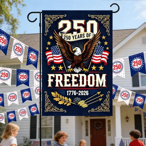 Vista 6 de Bandera de Estados Unidos del 250 aniversario, bandera de Estados Unidos para celebración del 250 aniversario, decoraciones del 4 de julio, banderas