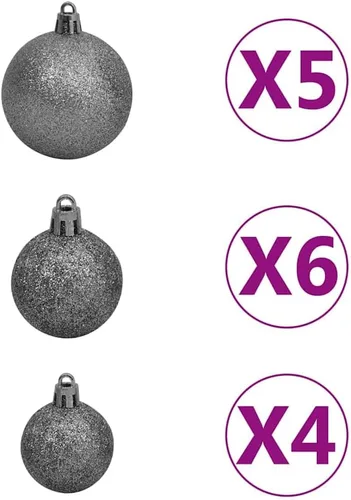 Vista 7 de 47.2 Inch Upside Down Christmas Tree Pre-Lit with LED Lights and Decorative Balls Set, Artificial PVC Xmas Tree with Steel Stand for Home Office